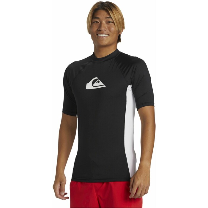 2024 Quiksilver Mens Everyday Comp UV50 Short Sleeve Rash Vest AQYWR03141 - Black